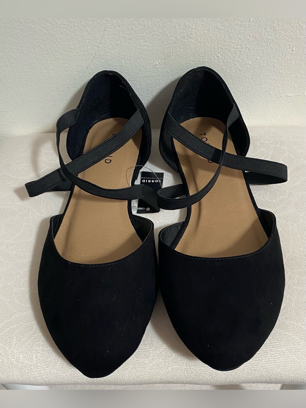 torrid Black Pointed D'Orsay Flats with Ankle Straps